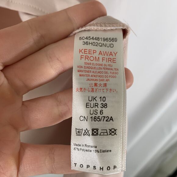 Topshop Midi Skirt Women's 6 Light Pink Split Front Pockets Button Zip - Picture 6 of 9